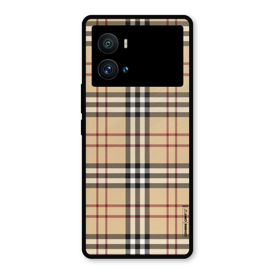 Beige Check Metal Back Case for iQOO 9 Pro