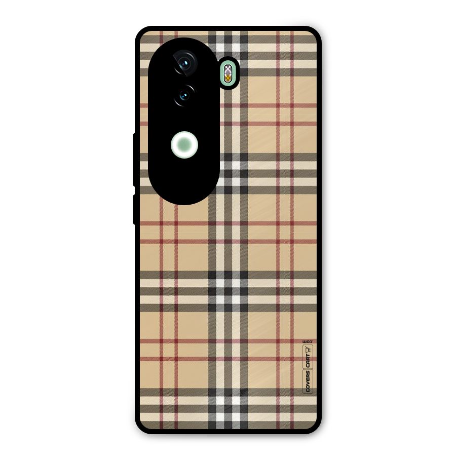 Beige Check Metal Back Case for iQOO Z9s