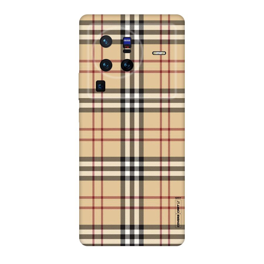 Beige Check Original Polycarbonate Back Case for Vivo X80