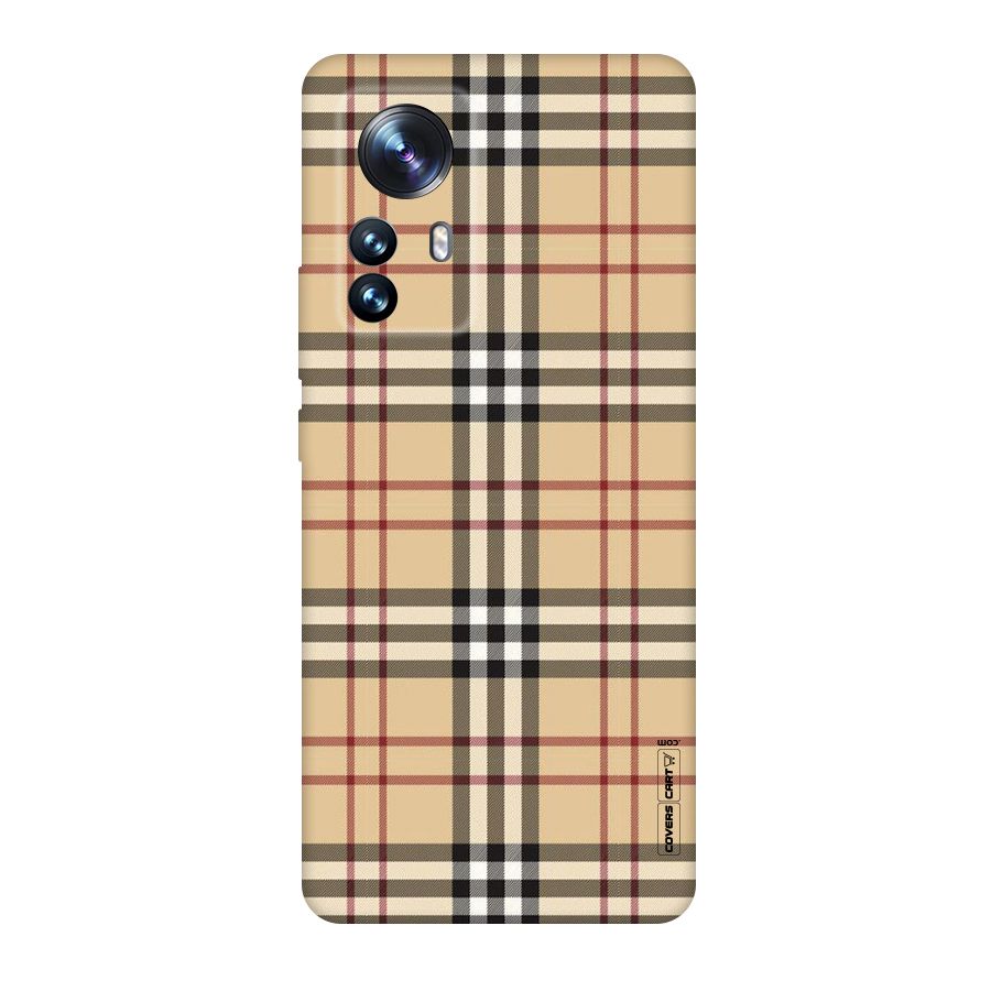 Beige Check Original Polycarbonate Back Case for Xiaomi 12 Pro