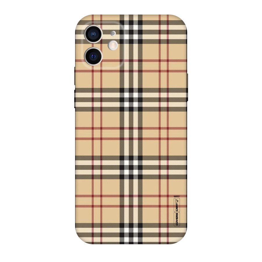 Beige Check Original Polycarbonate Back Case for iPhone 12