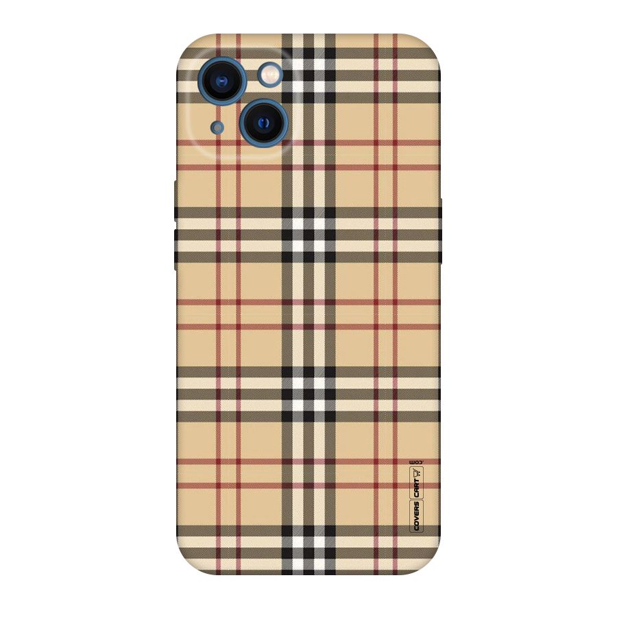 Beige Check Original Polycarbonate Back Case for iPhone 13