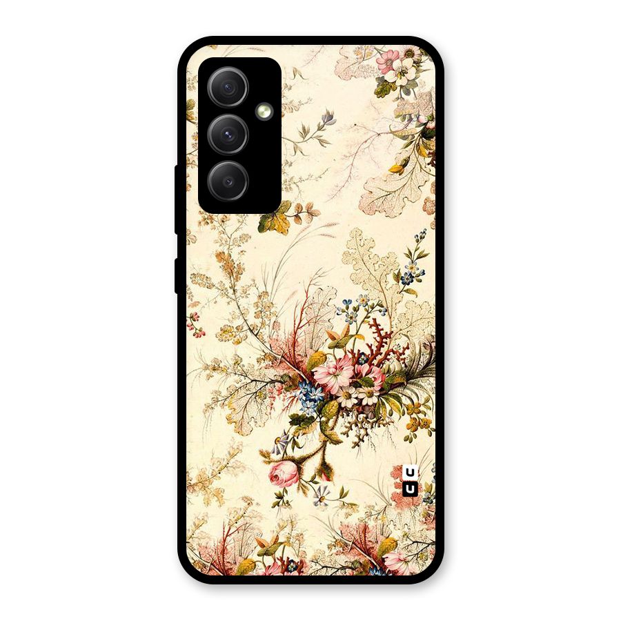 Beige Floral Glass Back Case for Galaxy A34