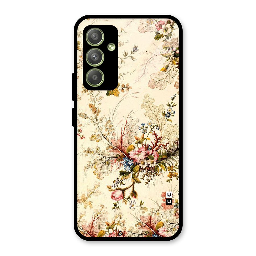 Beige Floral Glass Back Case for Galaxy A54