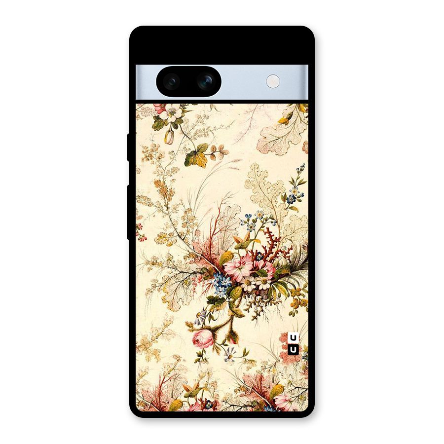 Beige Floral Glass Back Case for Google Pixel 7a