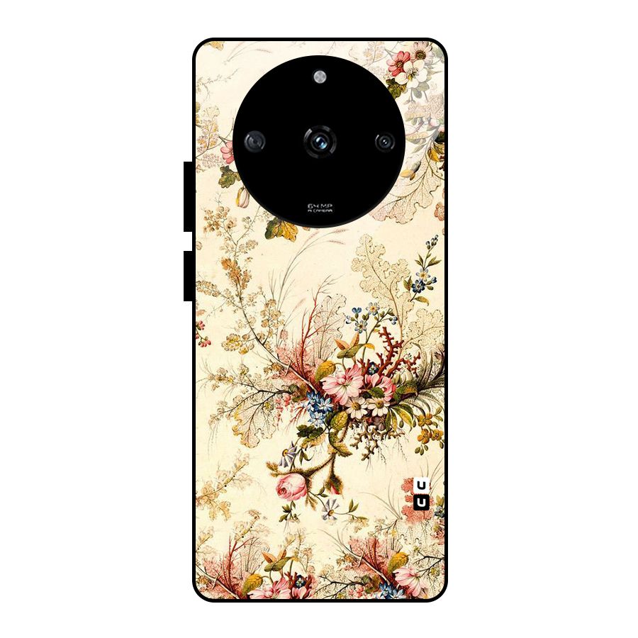 Beige Floral Glass Back Case for Realme Narzo 60 5G