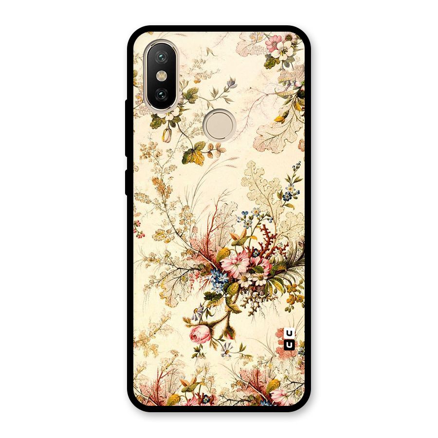Beige Floral Glass Back Case for Redmi A2