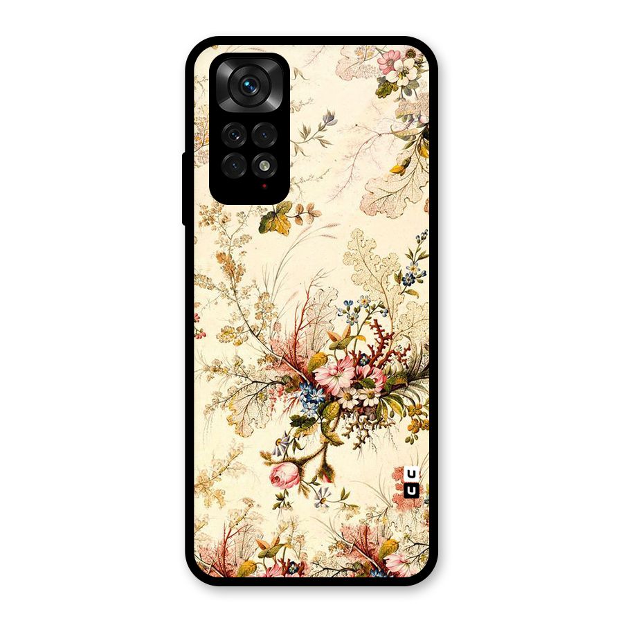 Beige Floral Glass Back Case for Redmi Note 11S