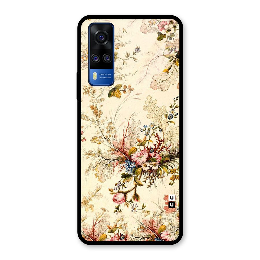 Beige Floral Glass Back Case for Vivo Y31