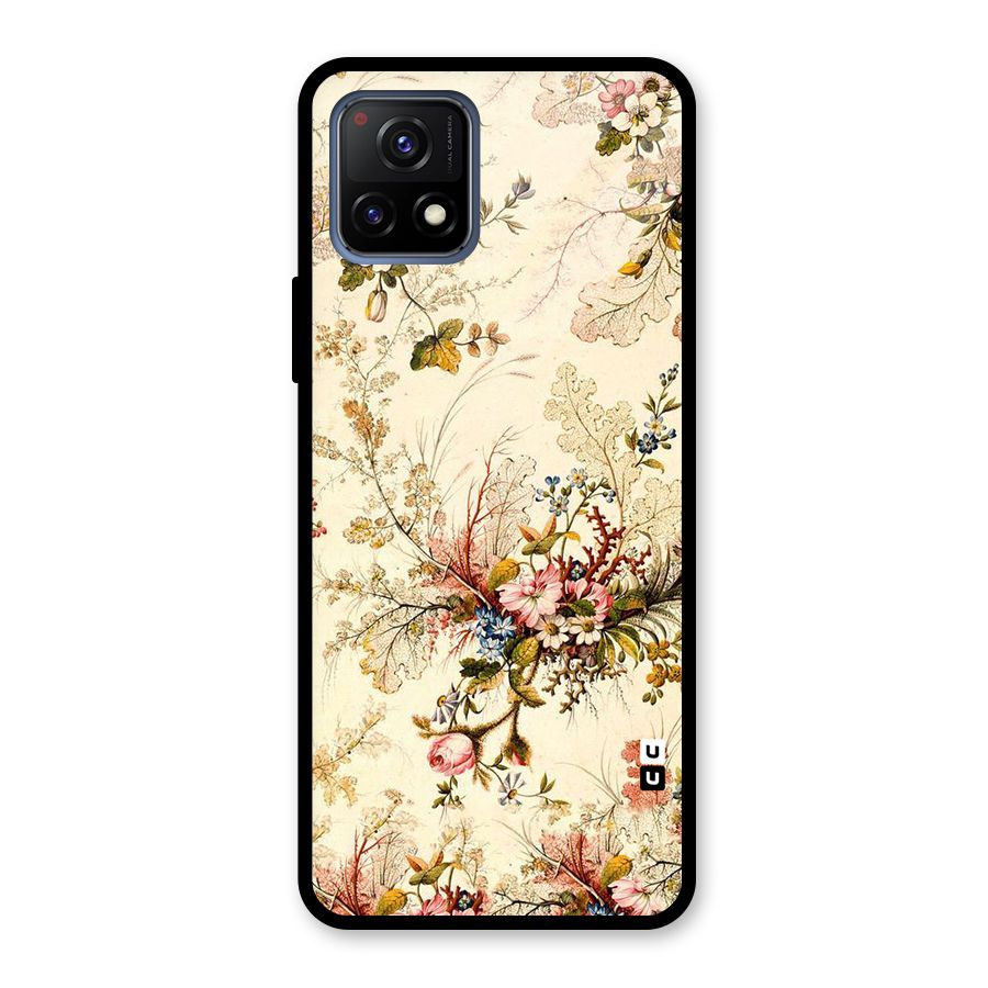Beige Floral Glass Back Case for Vivo Y72 5G