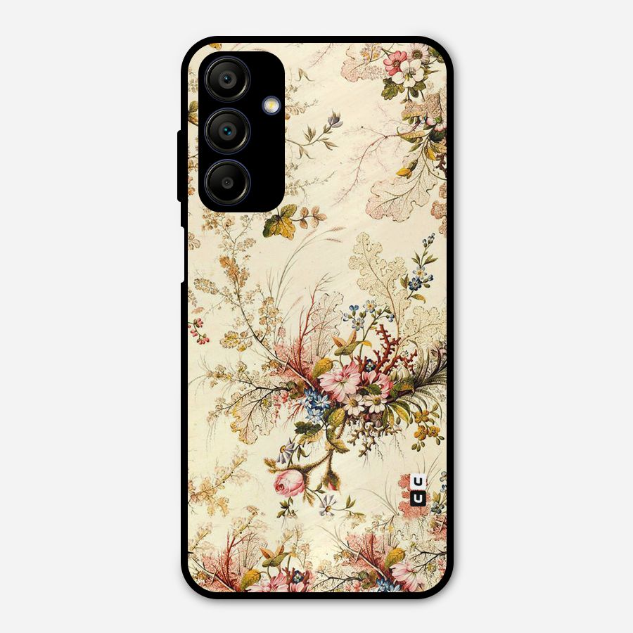 Beige Floral Metal Back Case for Galaxy A15 5G