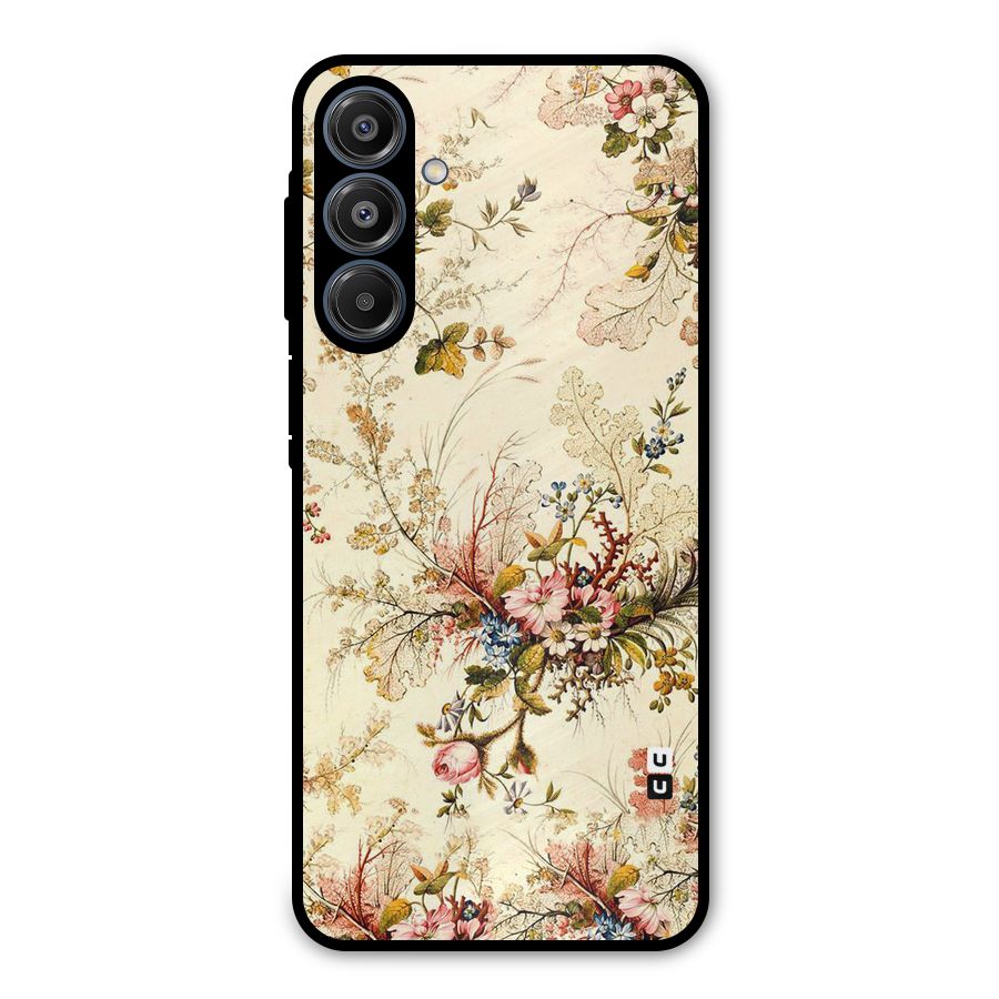 Beige Floral Metal Back Case for Galaxy A16 5G