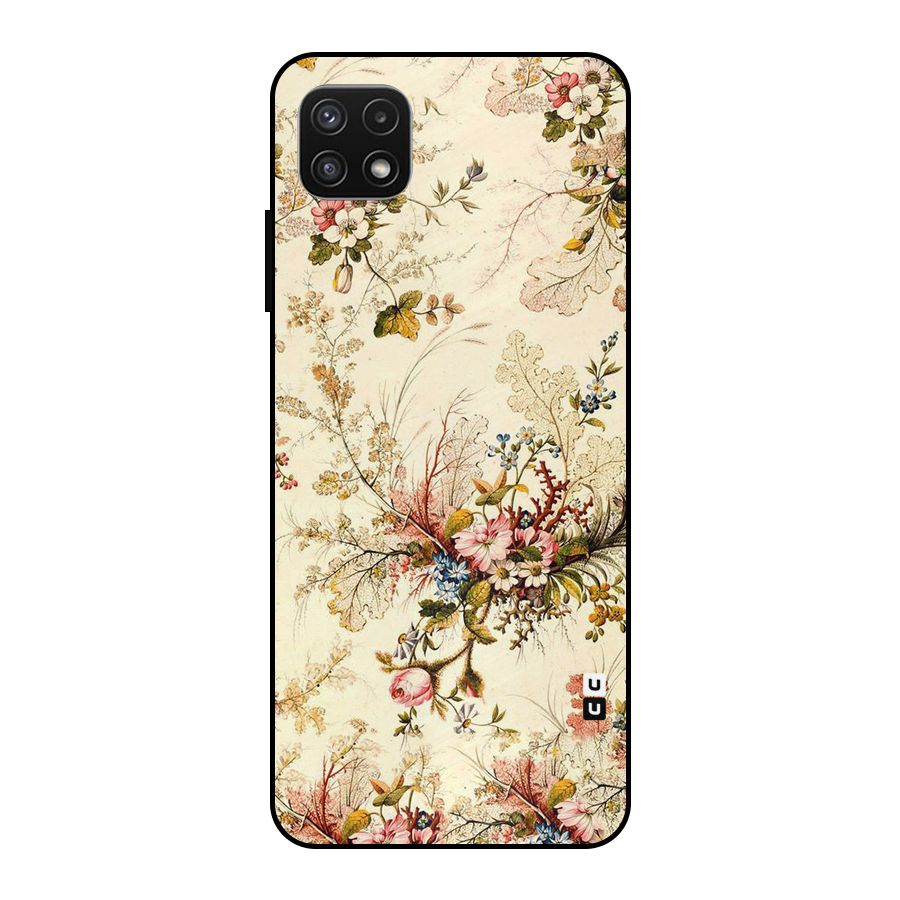 Beige Floral Metal Back Case for Galaxy A22 5G