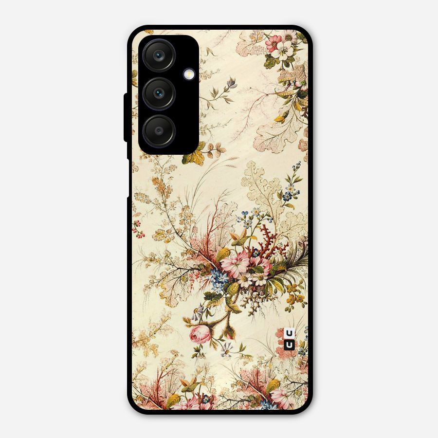 Beige Floral Metal Back Case for Galaxy A25 5G