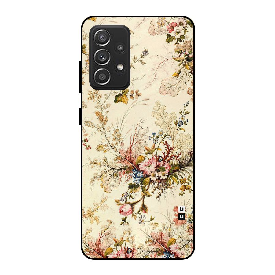 Beige Floral Metal Back Case for Galaxy A52