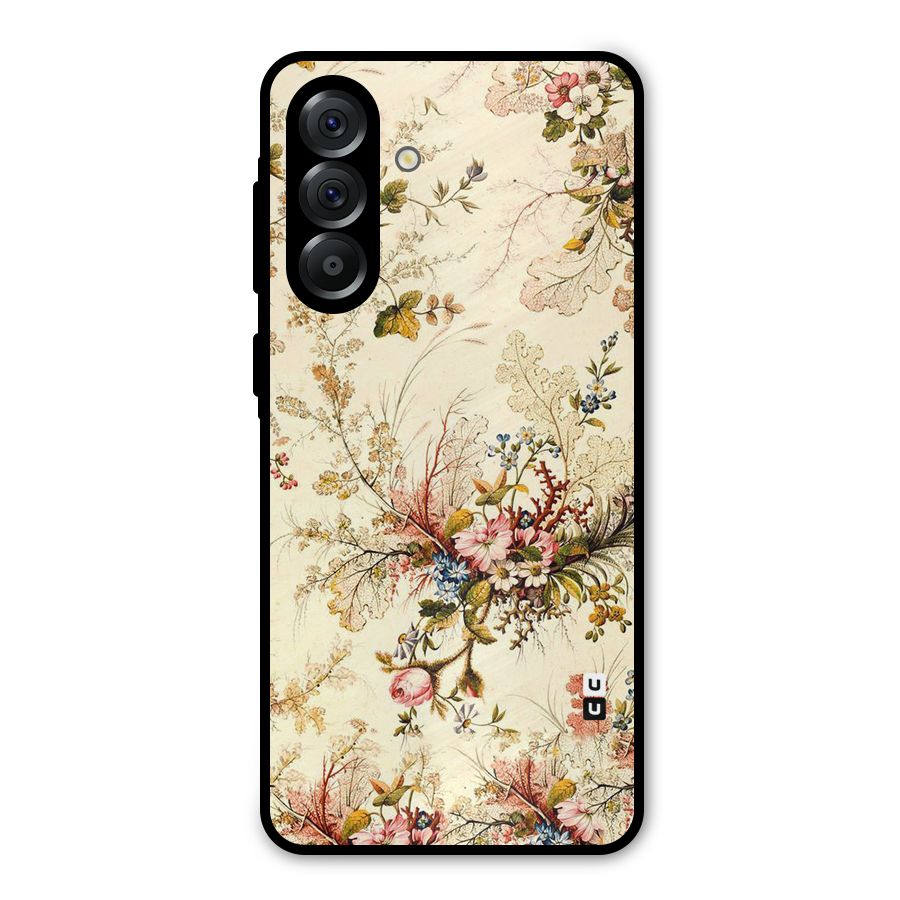 Beige Floral Metal Back Case for Galaxy A56