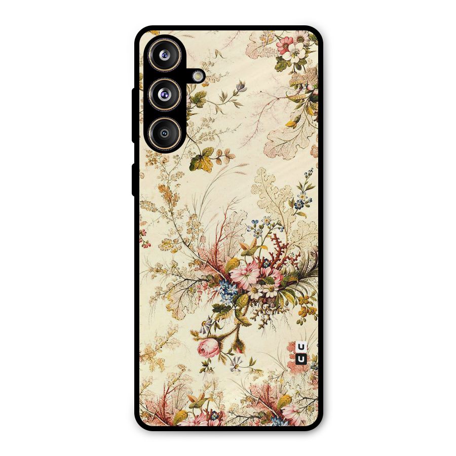 Beige Floral Metal Back Case for Galaxy F55