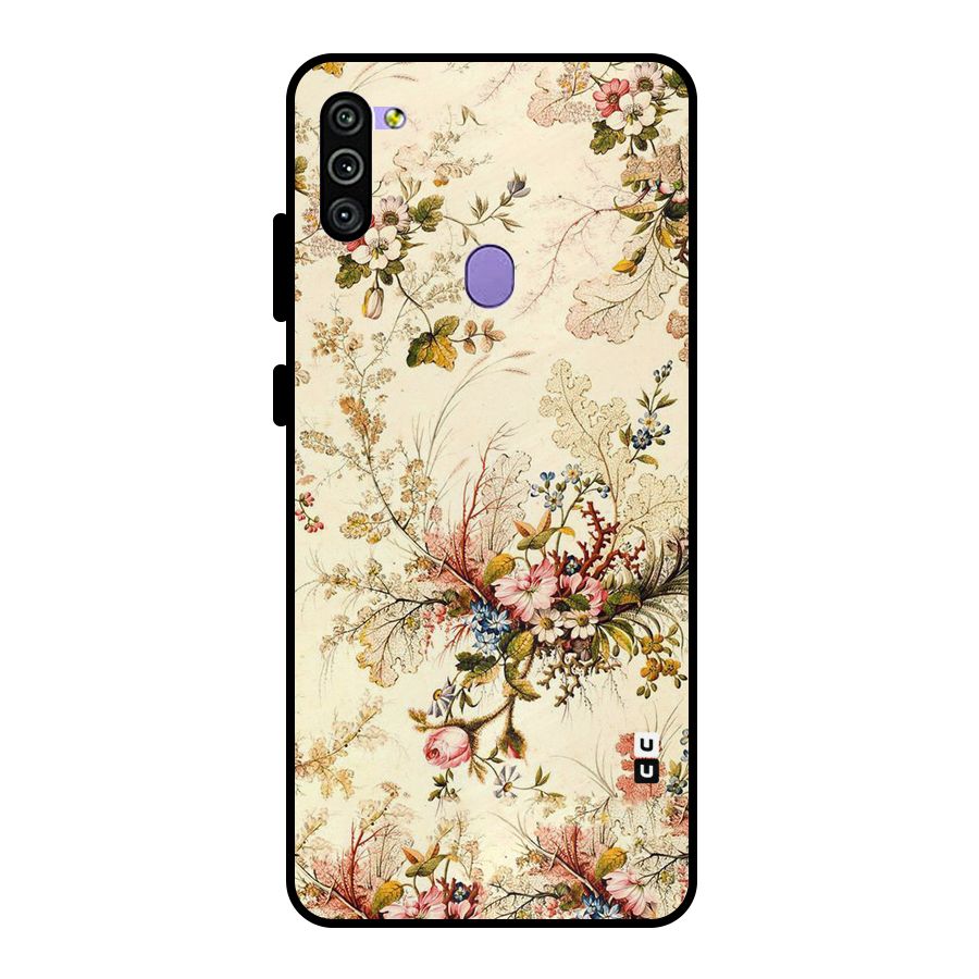 Beige Floral Metal Back Case for Galaxy M11