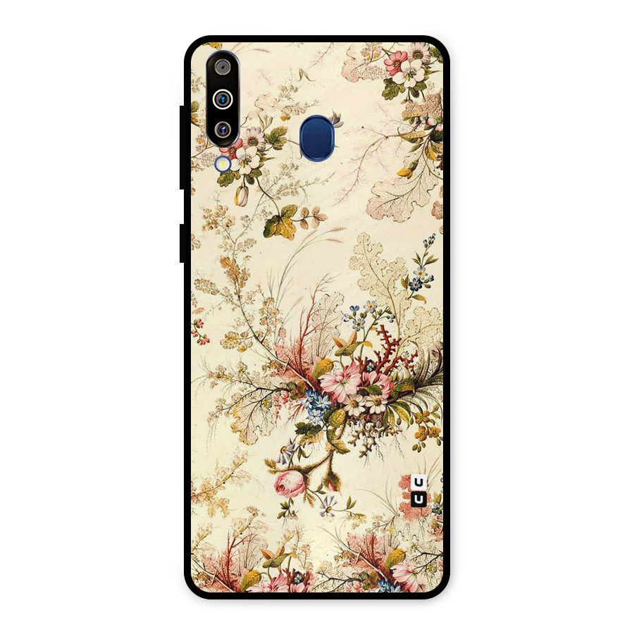 Beige Floral Metal Back Case for Galaxy M30