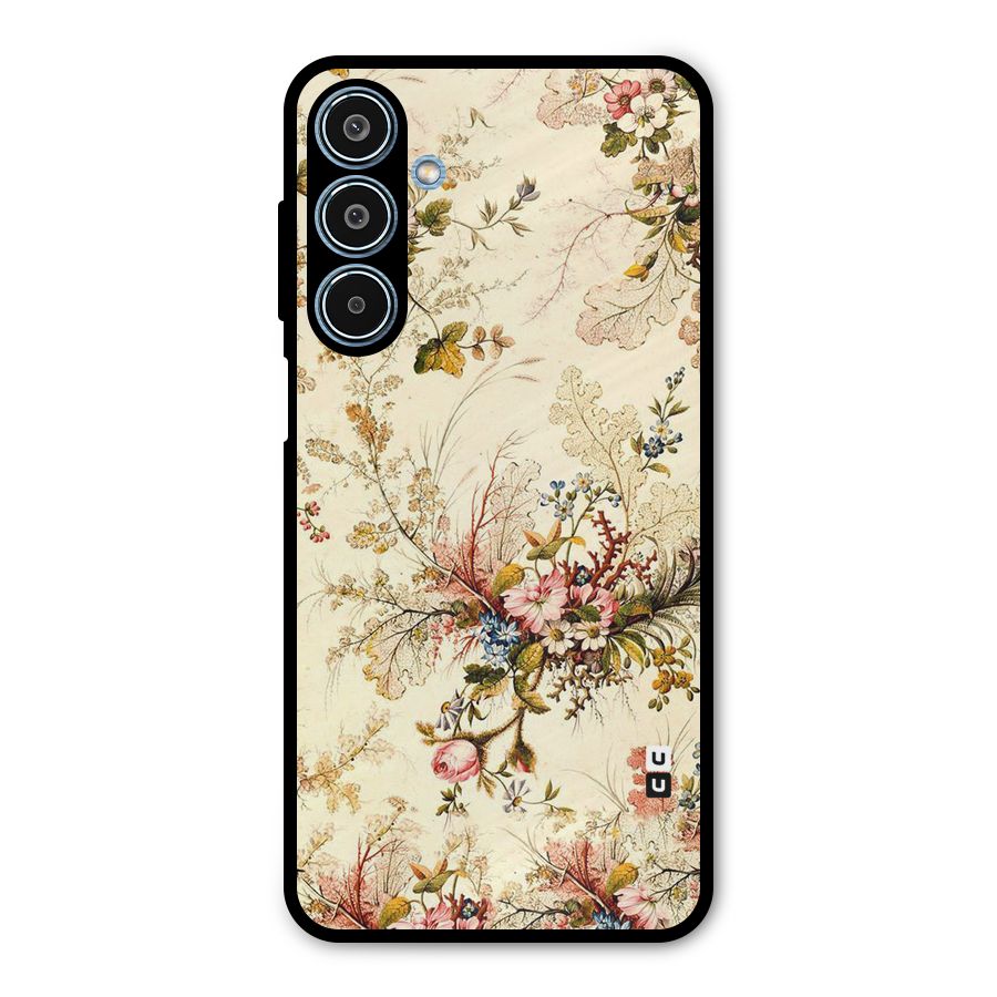 Beige Floral Metal Back Case for Galaxy M35