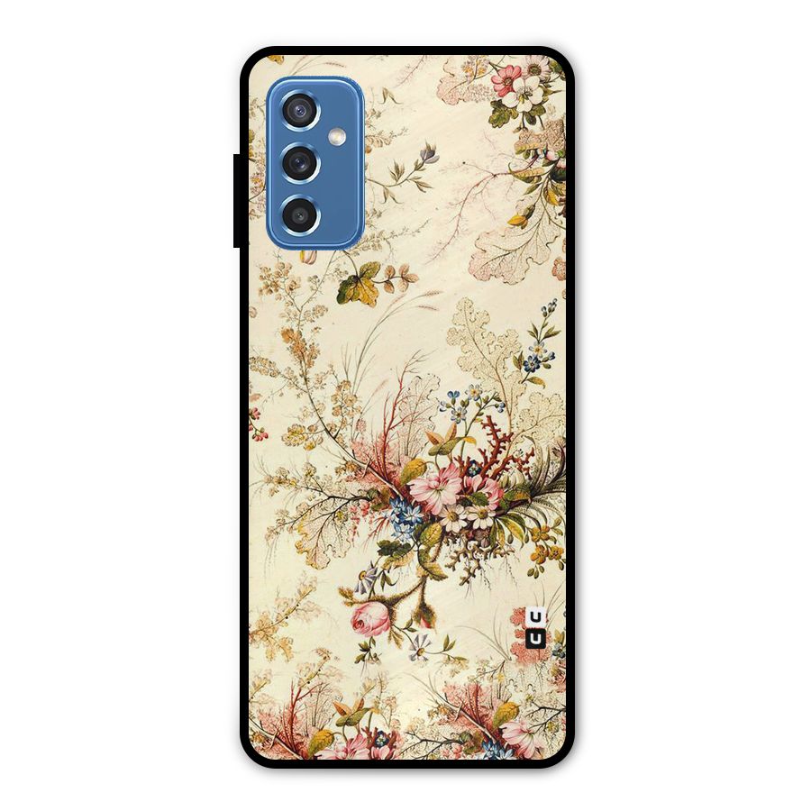 Beige Floral Metal Back Case for Galaxy M52 5G