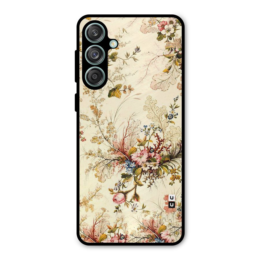 Beige Floral Metal Back Case for Galaxy M55 5G