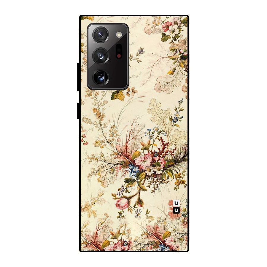 Beige Floral Metal Back Case for Galaxy Note 20 Ultra 5G