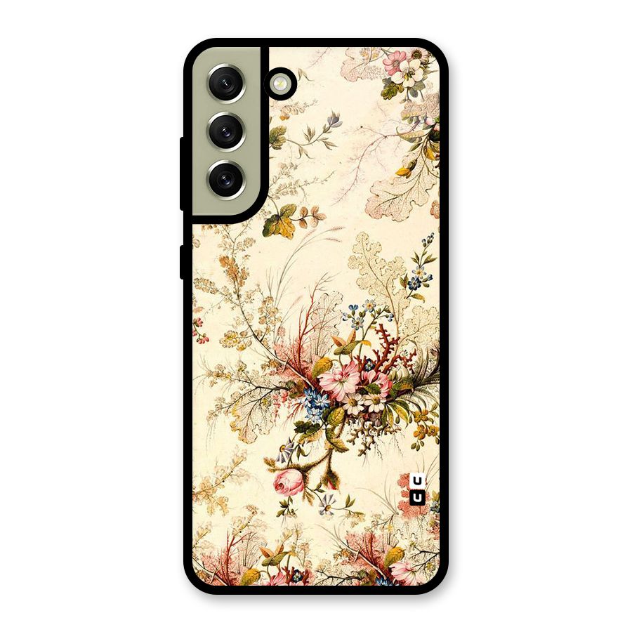 Beige Floral Metal Back Case for Galaxy S21 FE 5G (2023)