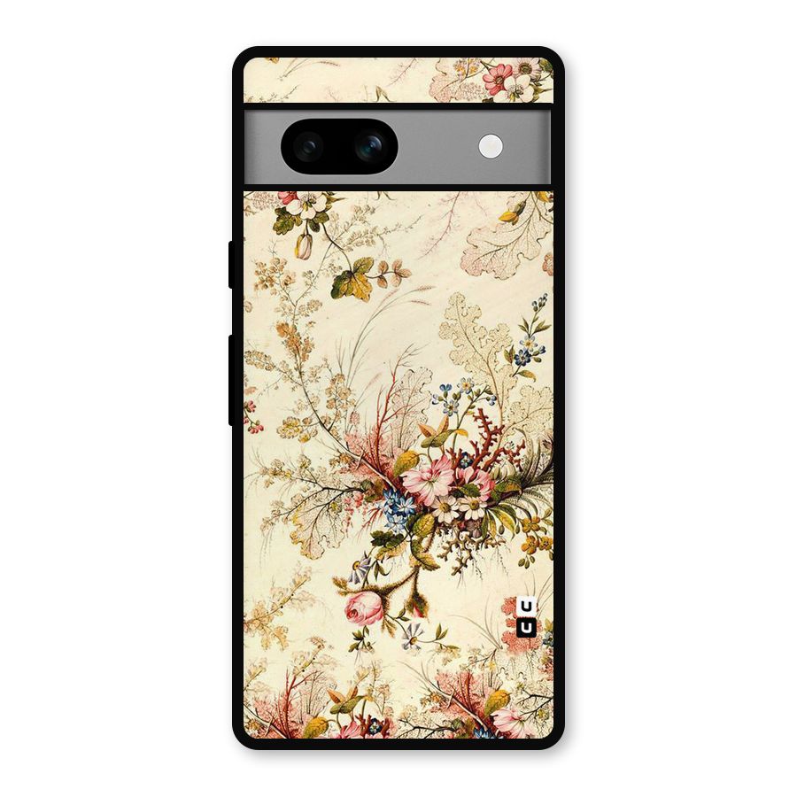 Beige Floral Metal Back Case for Google Pixel 7a