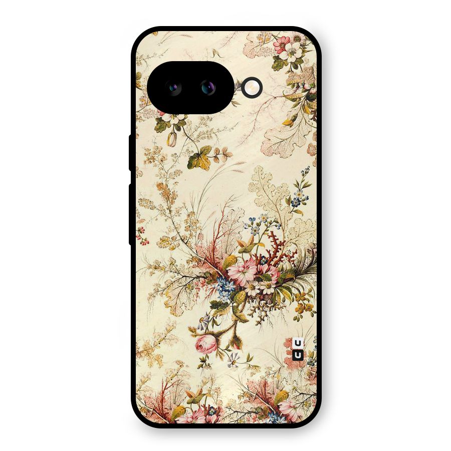 Beige Floral Metal Back Case for Google Pixel 9a