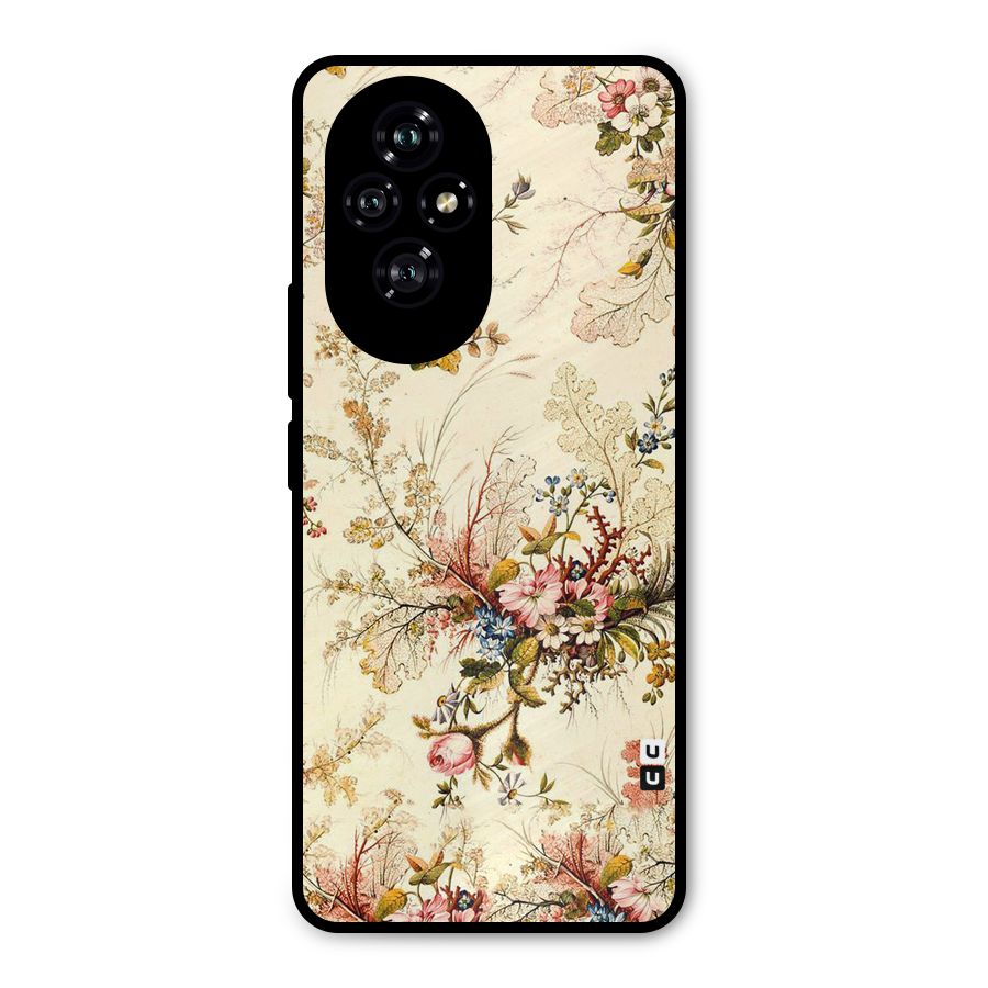 Beige Floral Metal Back Case for Honor 200