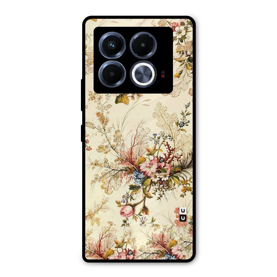 Beige Floral Metal Back Case for Infinix Note 40 5G