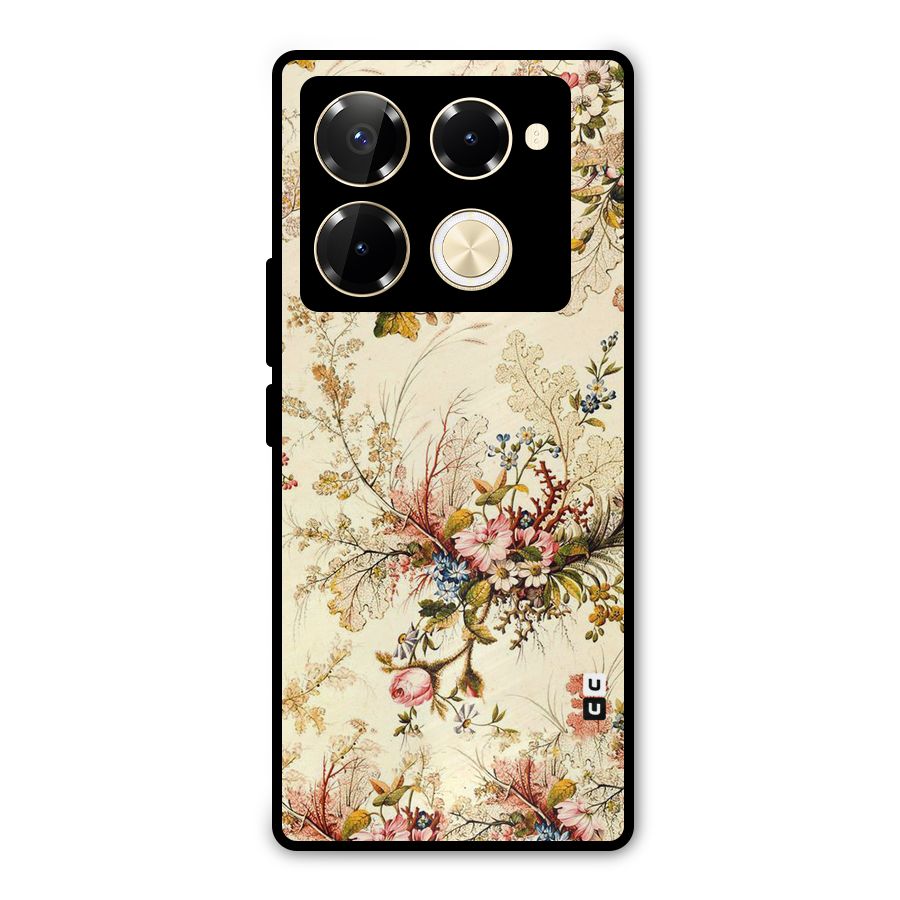 Beige Floral Metal Back Case for Infinix Note 40 Pro