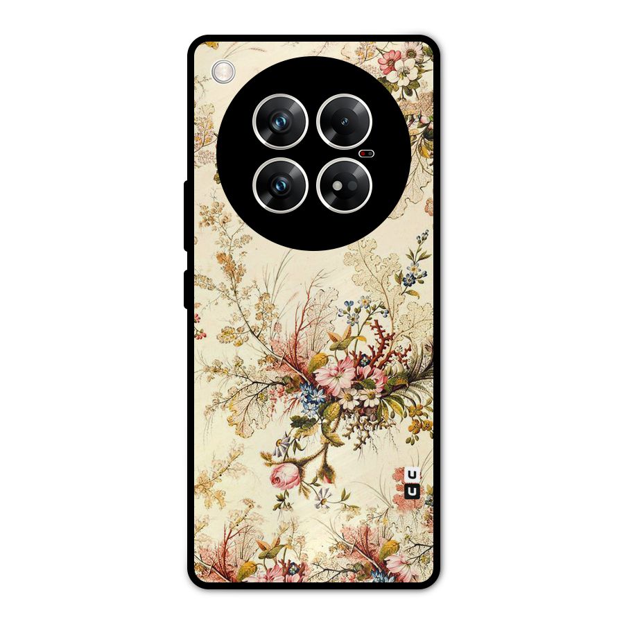 Beige Floral Metal Back Case for Infinix Zero 40 5G