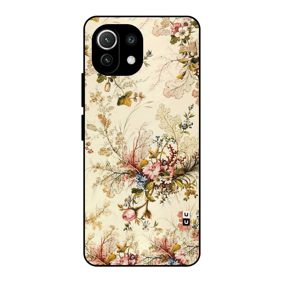 Beige Floral Metal Back Case for Mi 11 Lite