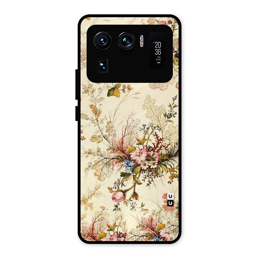 Beige Floral Metal Back Case for Mi 11 Ultra