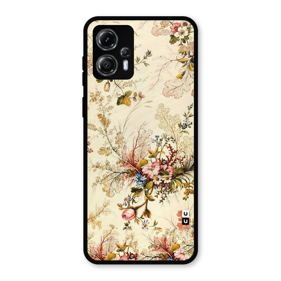 Beige Floral Metal Back Case for Moto G13