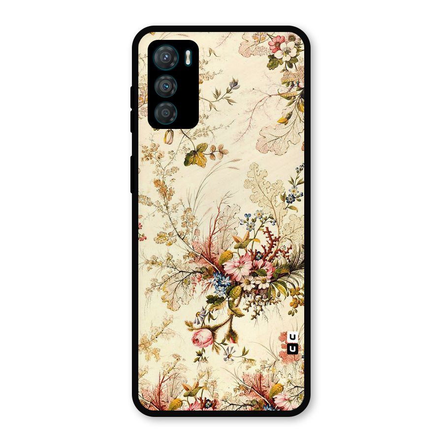 Beige Floral Metal Back Case for Moto G42