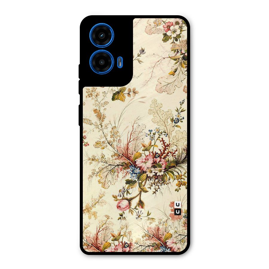 Beige Floral Metal Back Case for Moto G45