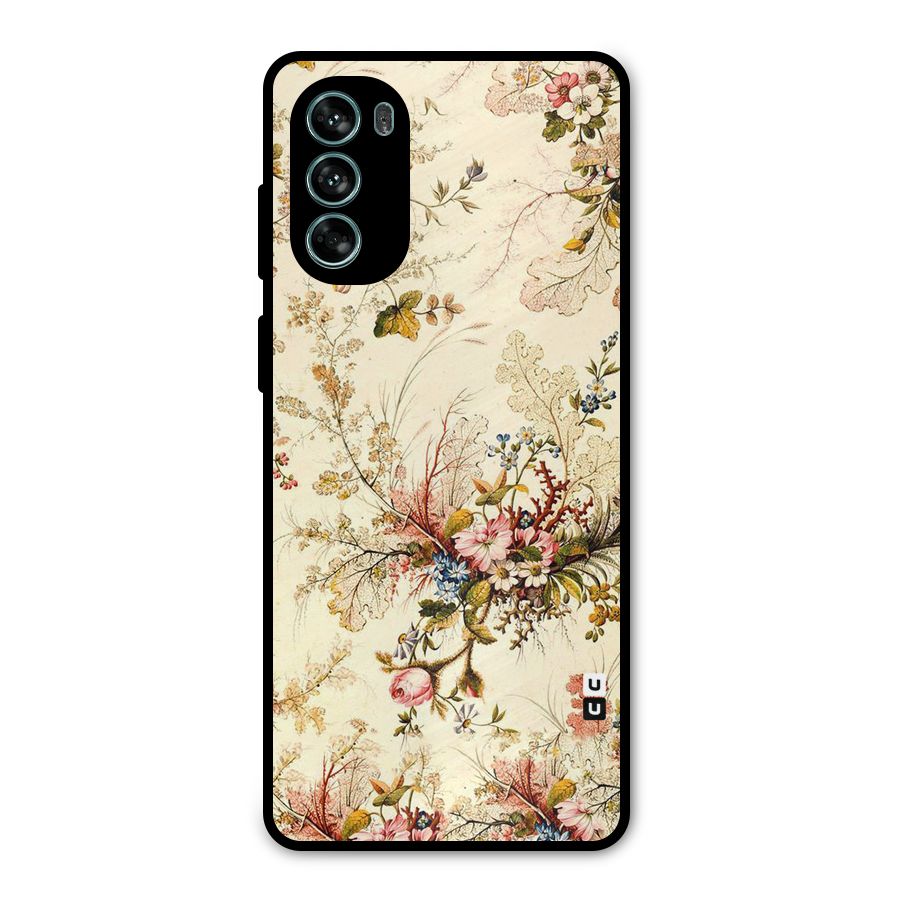 Beige Floral Metal Back Case for Moto G62