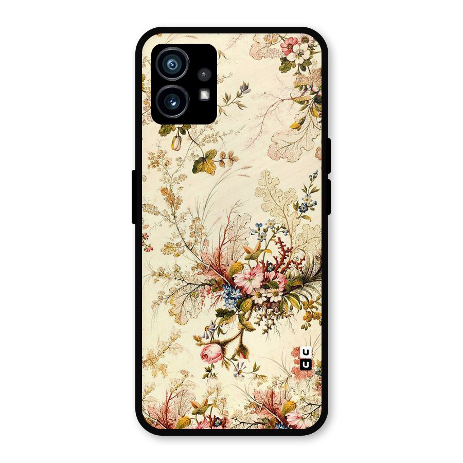 Beige Floral Metal Back Case for Nothing Phone 1