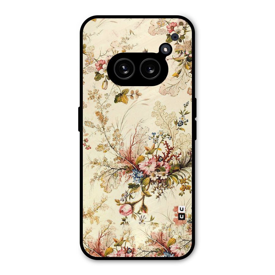 Beige Floral Metal Back Case for Nothing Phone 2a Plus
