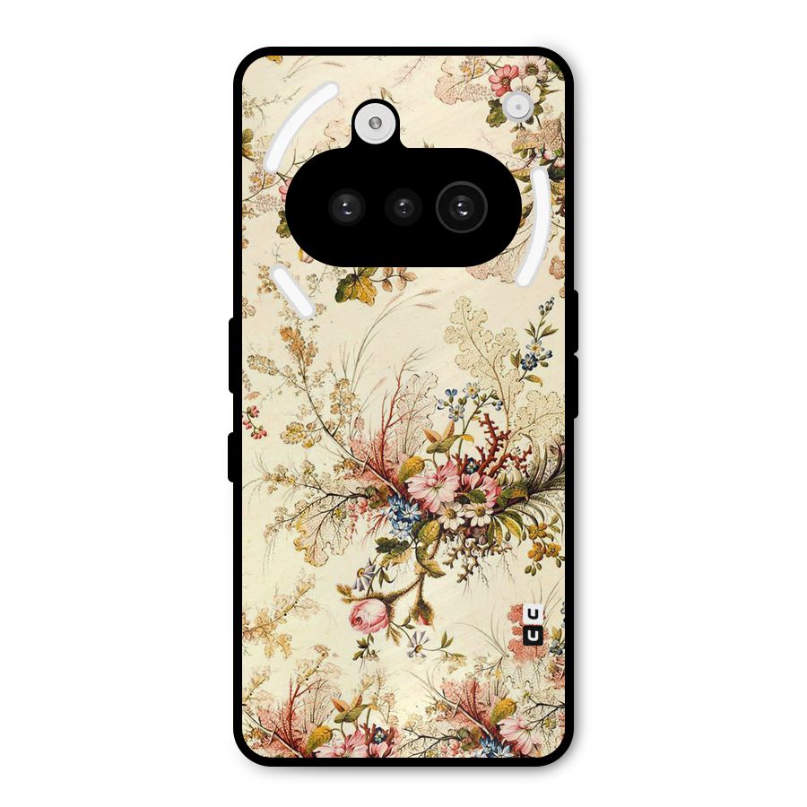 Beige Floral Metal Back Case for Nothing Phone 3a