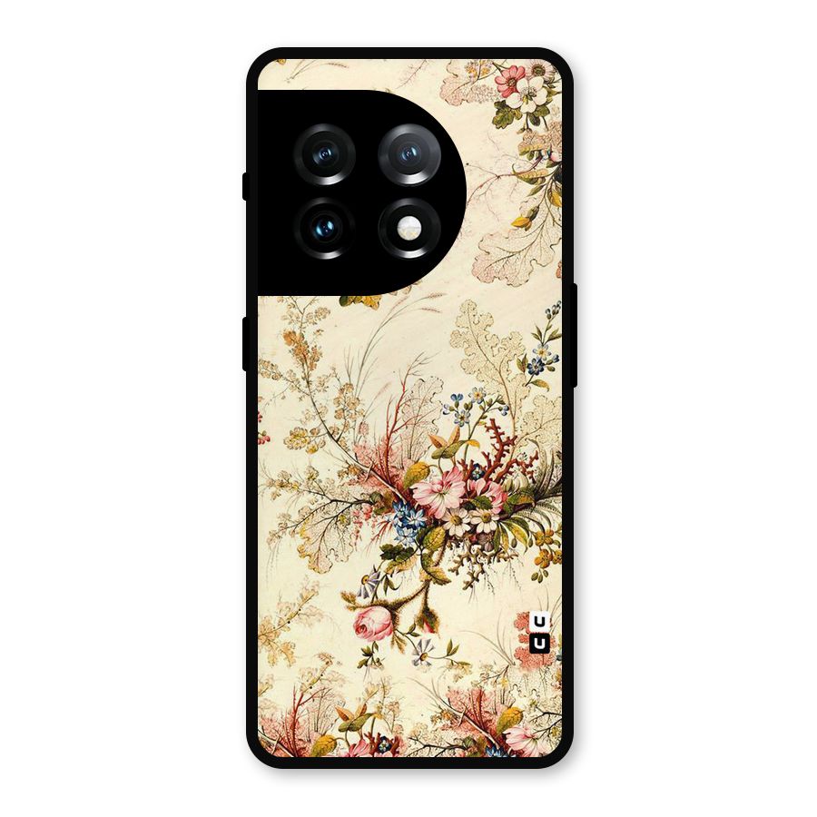 Beige Floral Metal Back Case for OnePlus 11