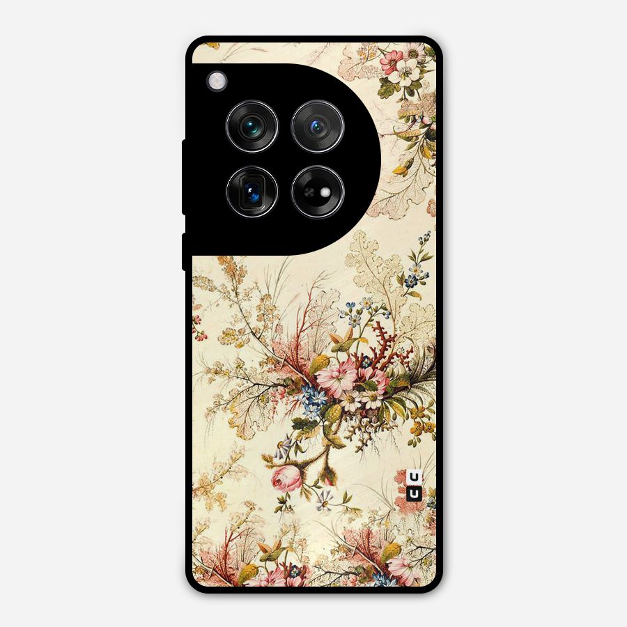 Beige Floral Metal Back Case for OnePlus 12
