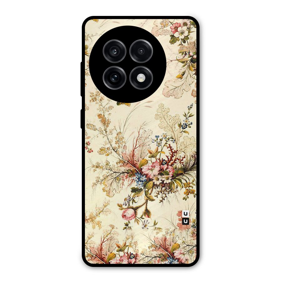 Beige Floral Metal Back Case for OnePlus 13R