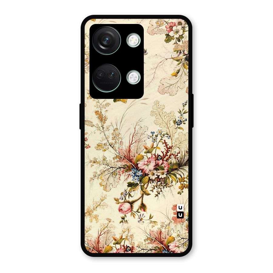 Beige Floral Metal Back Case for OnePlus Nord 3