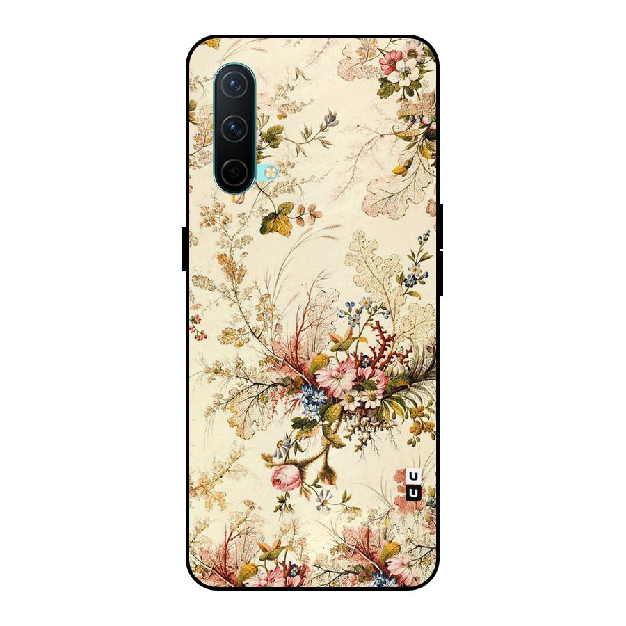 Beige Floral Metal Back Case for OnePlus Nord CE 5G