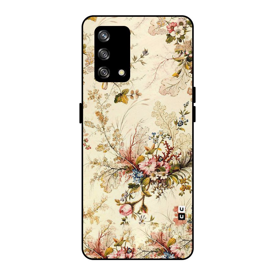 Beige Floral Metal Back Case for Oppo F19
