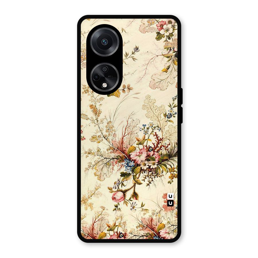 Beige Floral Metal Back Case for Oppo F23